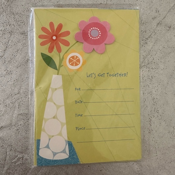 NWT 2 of Vintage Party Express from Hallmark, 8 Invitations 8 Envelopes Floral - Picture 3 of 10